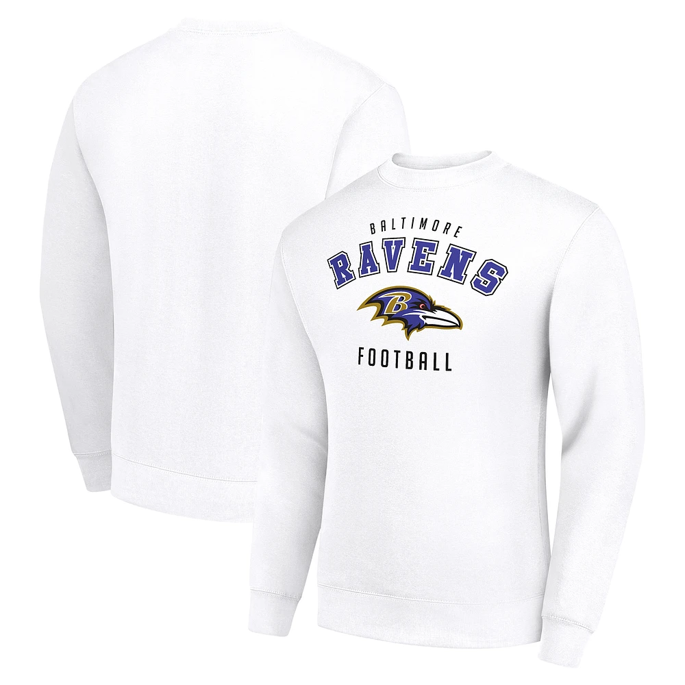 Men's Starter White Baltimore Ravens Team Logo Pullover Sweatshirt