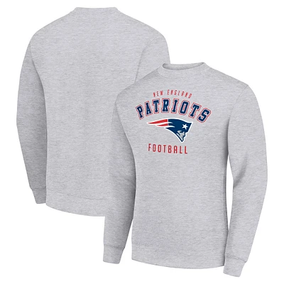 Men's Starter Heather Gray New England Patriots Team Logo Pullover Sweatshirt