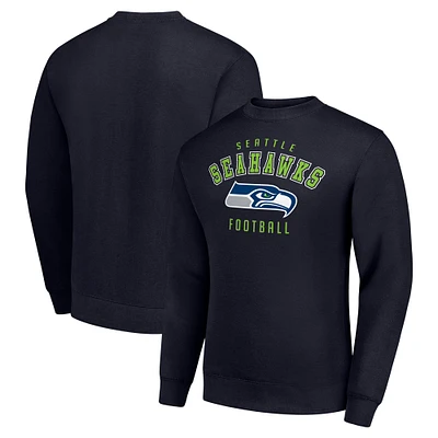 Men's Starter College Navy Seattle Seahawks Team Logo Pullover Sweatshirt
