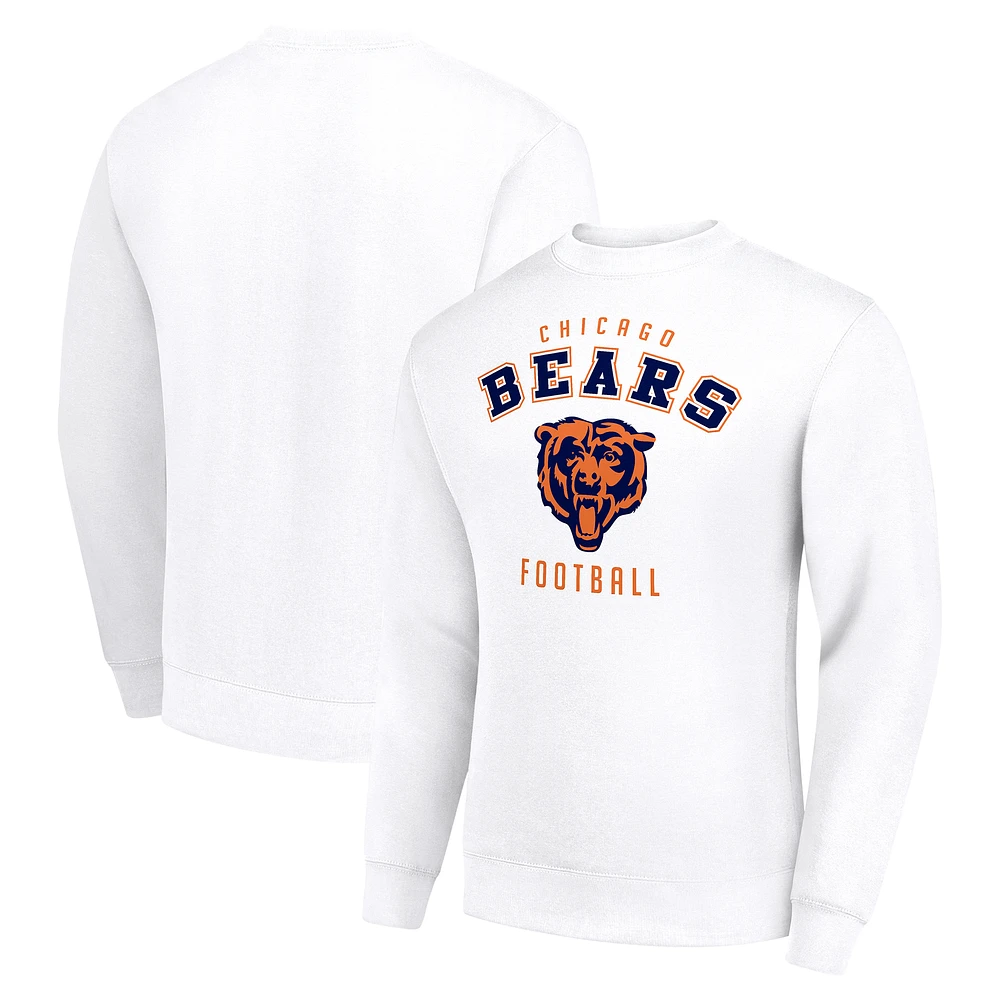 Men's Starter White Chicago Bears Team Logo Pullover Sweatshirt
