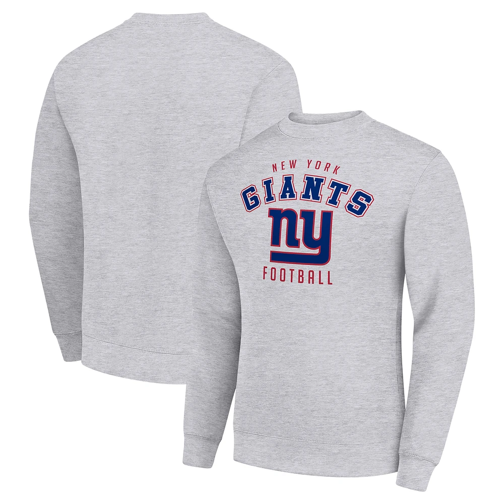 Men's Starter Heather Gray New York Giants Team Logo Pullover Sweatshirt