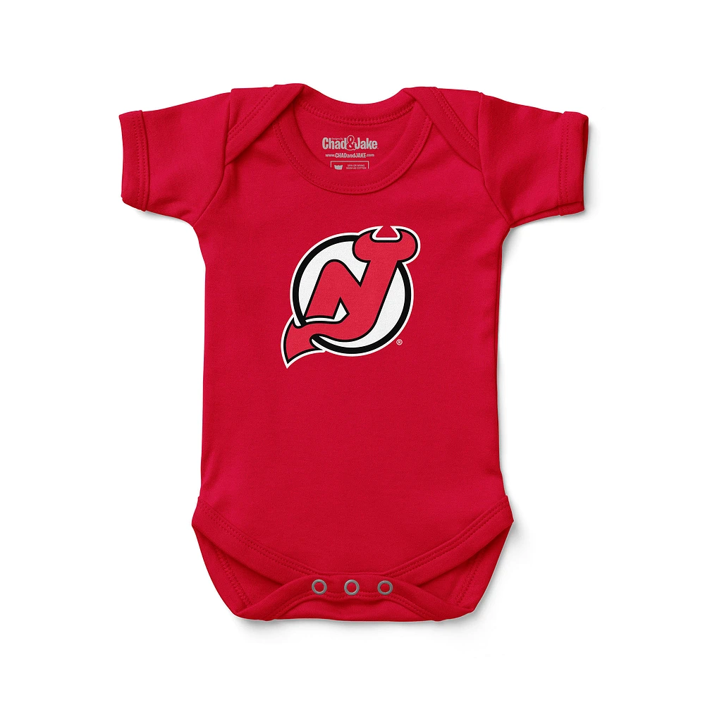 Newborn & Infant Chad Jake Red New Jersey Devils Primary Logo Bodysuit