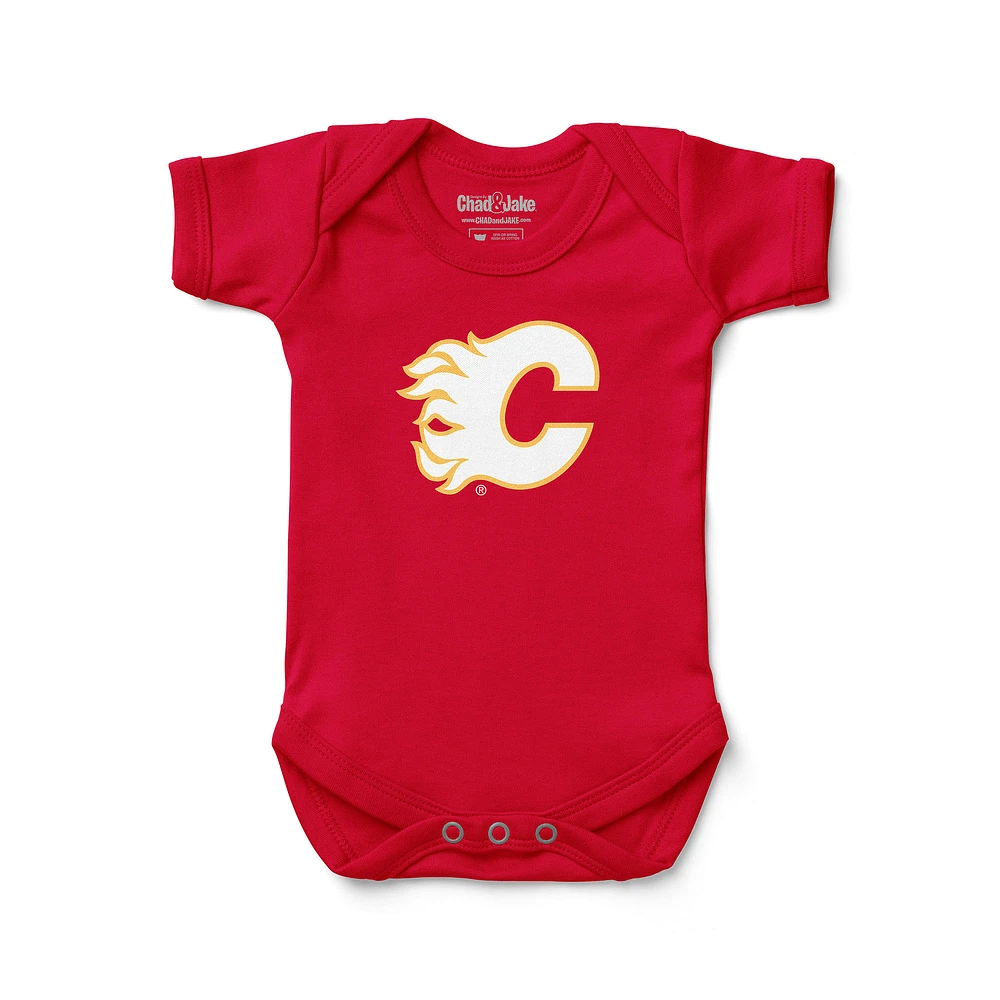 Newborn & Infant Chad Jake Calgary Flames Primary Logo Bodysuit