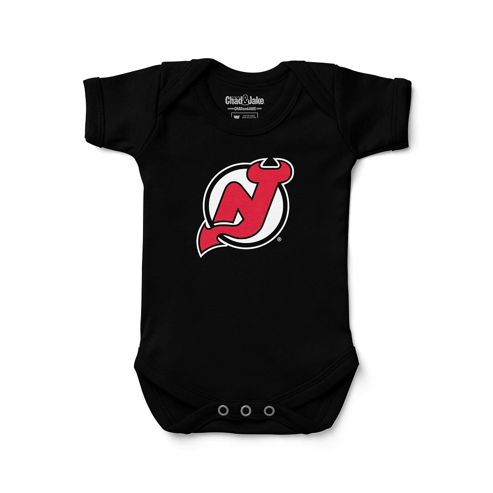 Newborn & Infant Chad Jake Black New Jersey Devils Primary Logo Bodysuit