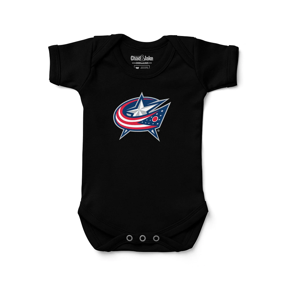 Newborn & Infant Chad Jake Black Columbus Blue Jackets Primary Logo Bodysuit