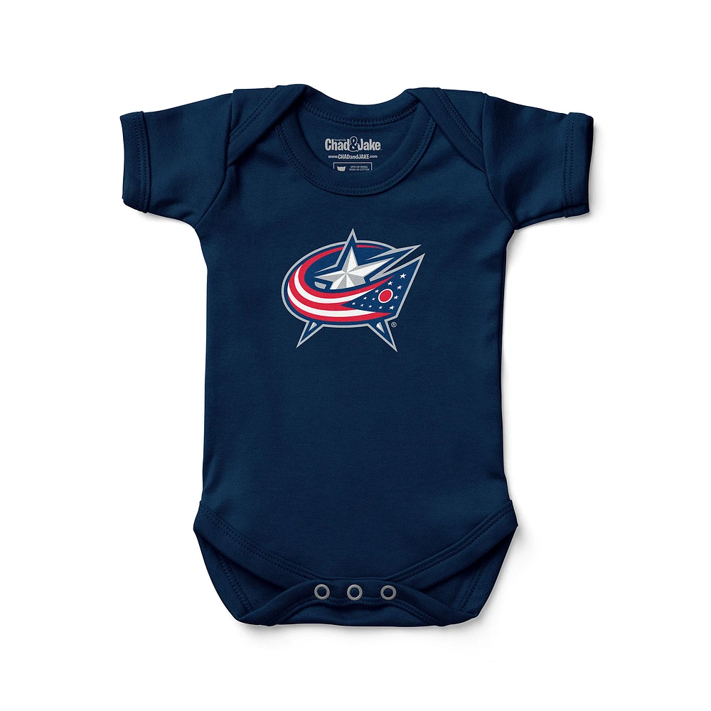 Newborn & Infant Chad Jake Navy Columbus Blue Jackets Primary Logo Bodysuit