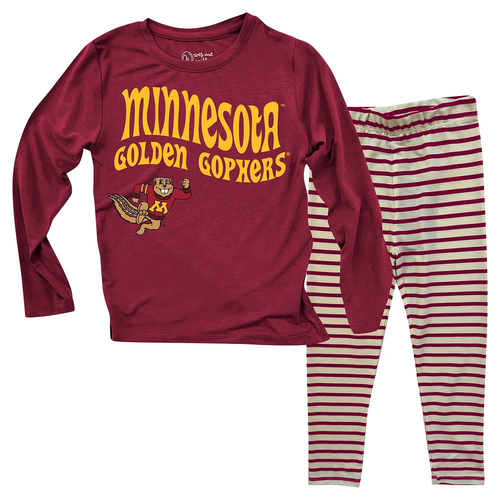 Infant Wes & Willy Minnesota Golden Gophers Long Sleeve Top and Striped Tri-Blend Leggings Set