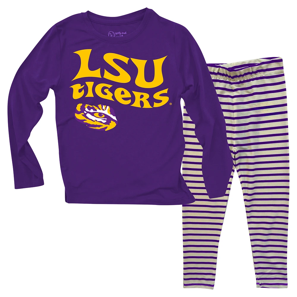 Infant Wes & Willy LSU Tigers Long Sleeve Top and Striped Tri-Blend Leggings Set