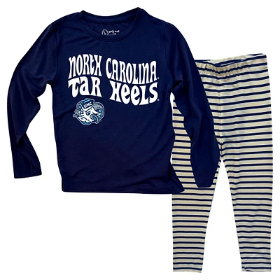 Infant Wes & Willy North Carolina Tar Heels Long Sleeve Top and Striped Tri-Blend Leggings Set