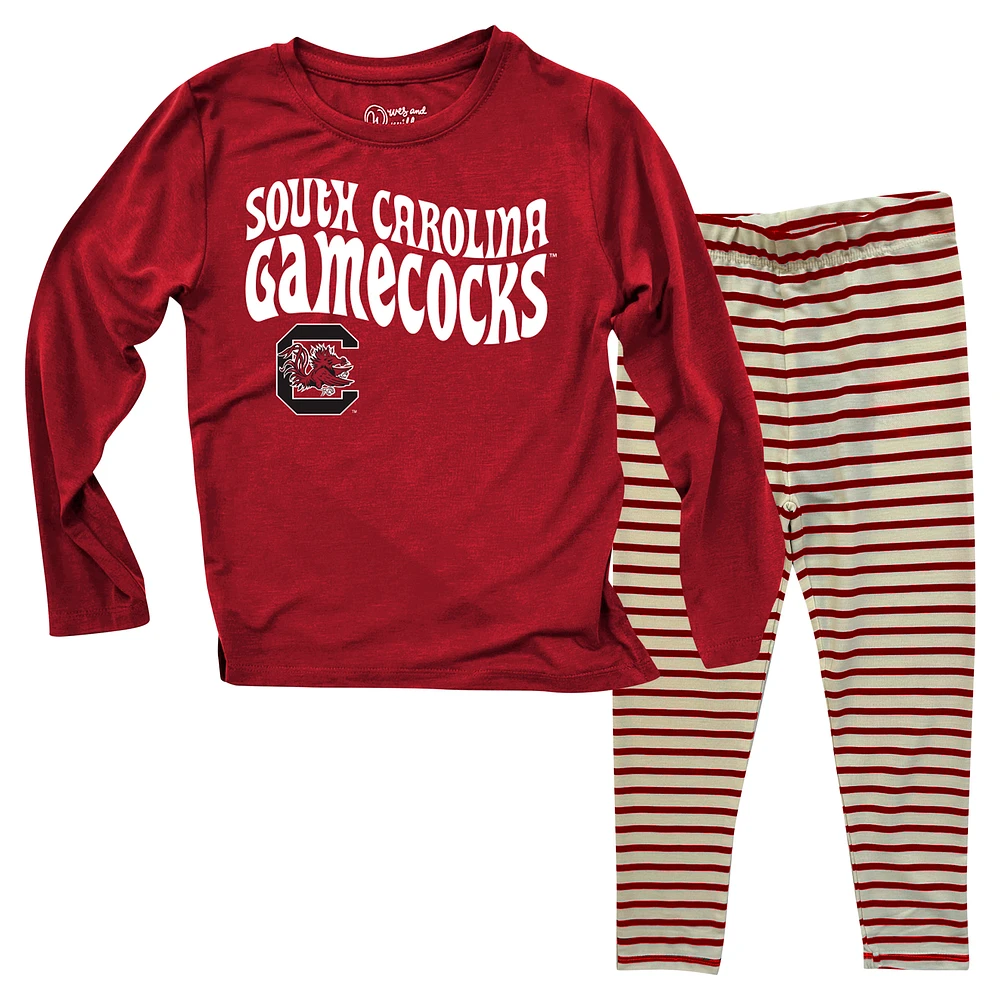 Infant Wes & Willy South Carolina Gamecocks Long Sleeve Top and Striped Tri-Blend Leggings Set