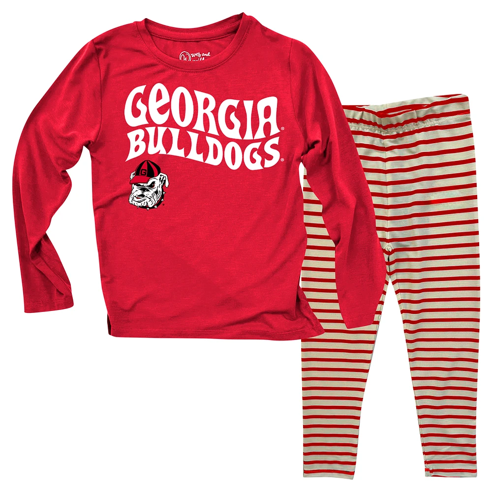 Infant Wes & Willy Georgia Bulldogs Long Sleeve Top and Striped Tri-Blend Leggings Set