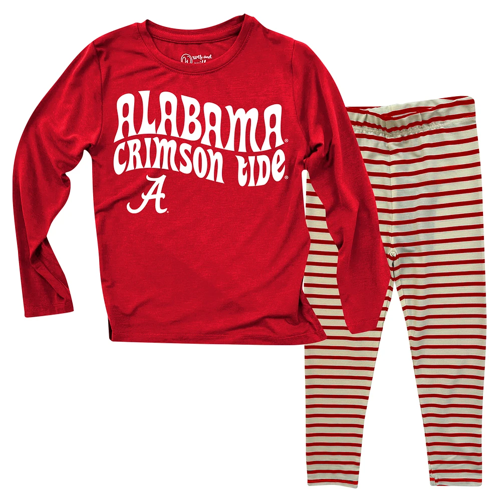 Toddler Wes & Willy Alabama Crimson Tide Long Sleeve Top and Striped Tri-Blend Leggings Set