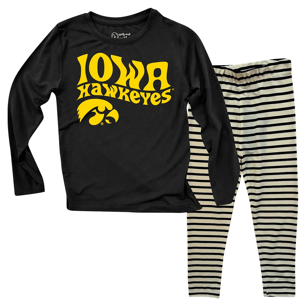 Toddler Wes & Willy Iowa Hawkeyes Long Sleeve Top and Striped Tri-Blend Leggings Set