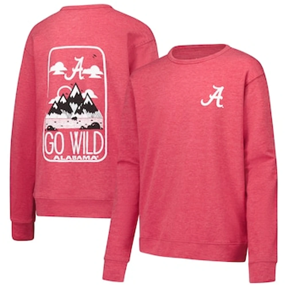 Youth Wes & Willy Crimson Alabama Tide Tri-Blend Go Wild Pullover Sweatshirt
