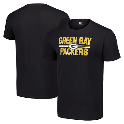 Men's Starter Black Green Bay Packers Team Mesh Print Graphic T-Shirt