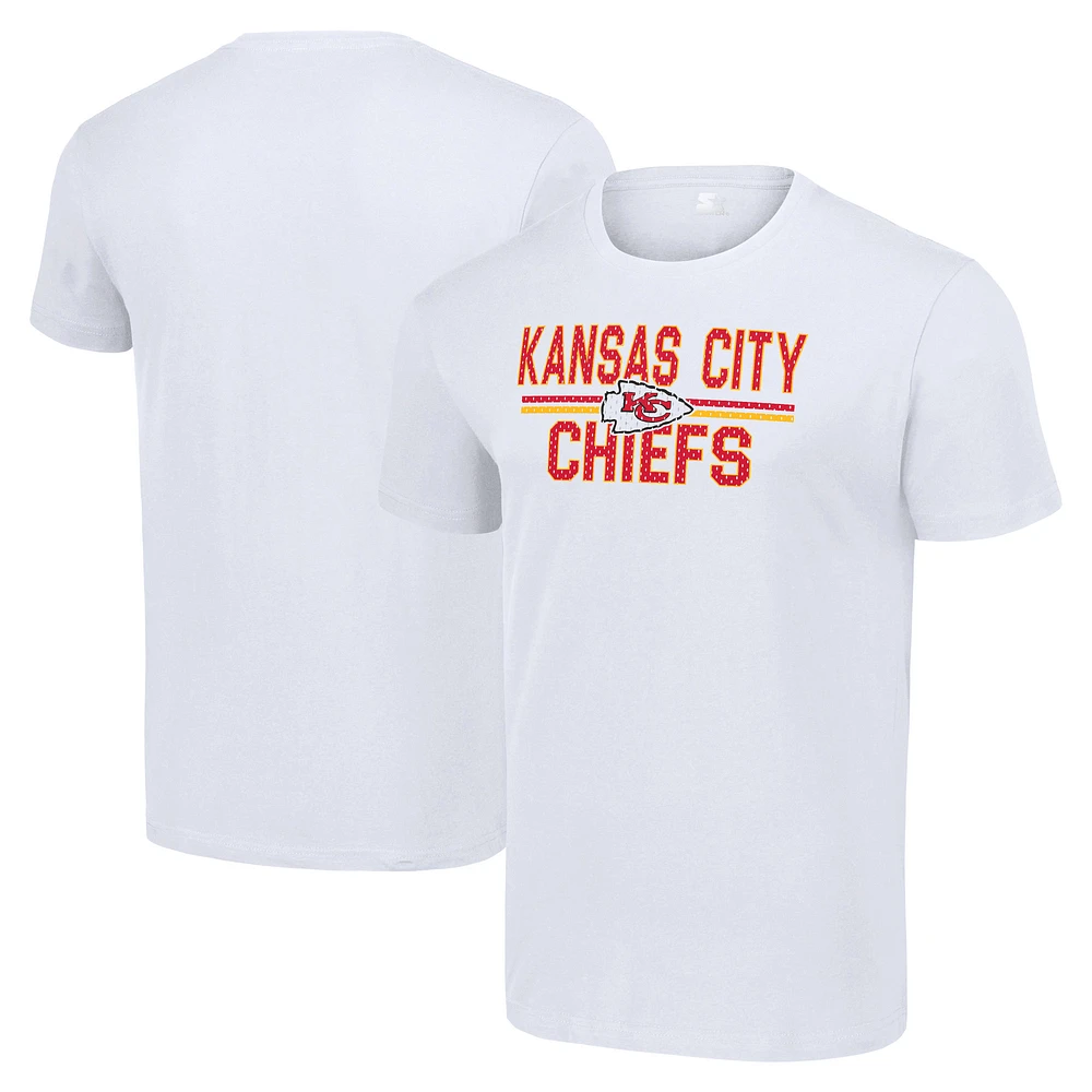 Men's Starter White Kansas City Chiefs Team Mesh Print Graphic T-Shirt