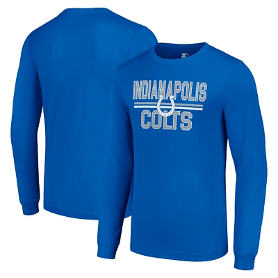 Men's Starter Royal Indianapolis Colts Team Mesh Print Graphic Long Sleeve T-Shirt