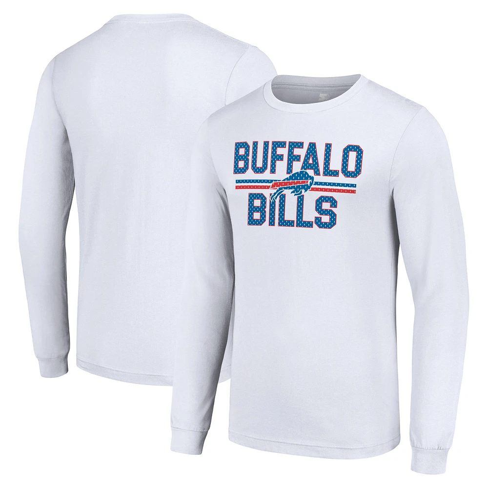 Men's Starter White Buffalo Bills Team Mesh Print Graphic Long Sleeve T-Shirt