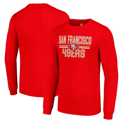 Men's Starter Scarlet San Francisco 49ers Team Mesh Print Graphic Long Sleeve T-Shirt