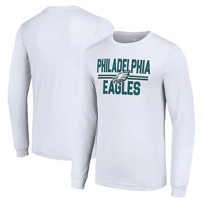 Men's Starter White Philadelphia Eagles Team Mesh Print Graphic Long Sleeve T-Shirt