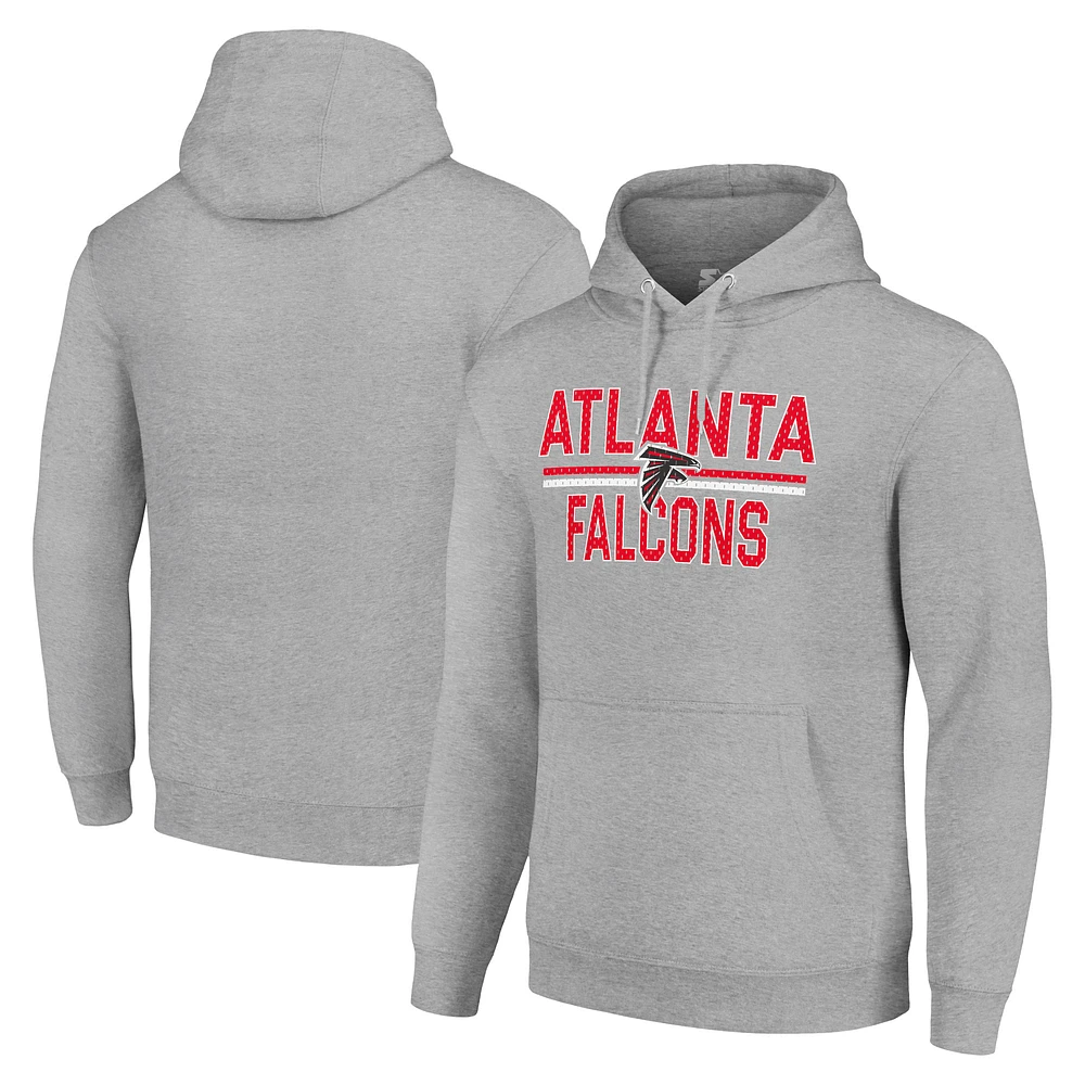 Unisex Starter Heather Gray Atlanta Falcons Team Mesh Print Graphic Tri-Blend Pullover Hoodie