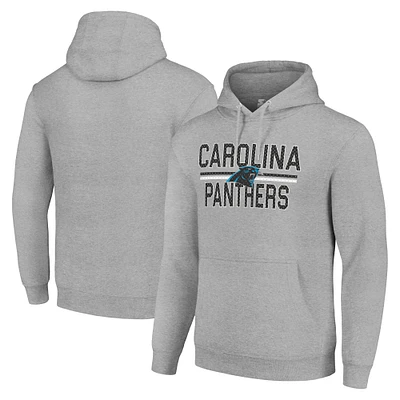 Unisex Starter Heather Gray Carolina Panthers Team Mesh Print Graphic Tri-Blend Pullover Hoodie