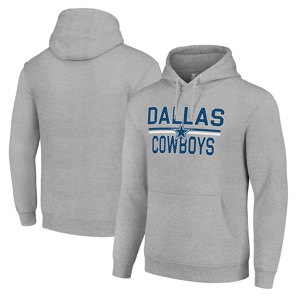 Unisex Starter Heather Gray Dallas Cowboys Team Mesh Print Graphic Tri-Blend Pullover Hoodie