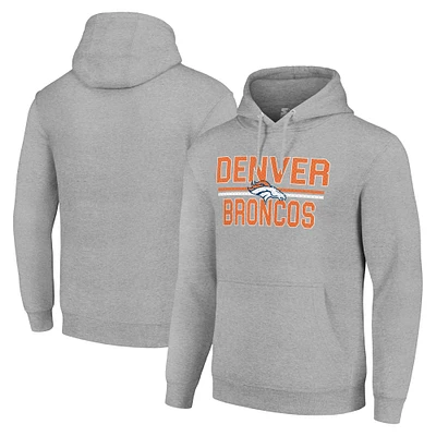 Unisex Starter Heather Gray Denver Broncos Team Mesh Print Graphic Tri-Blend Pullover Hoodie