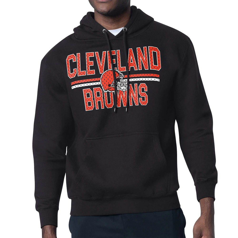 Unisex Starter Black Cleveland Browns Team Mesh Print Graphic Tri-Blend Pullover Hoodie