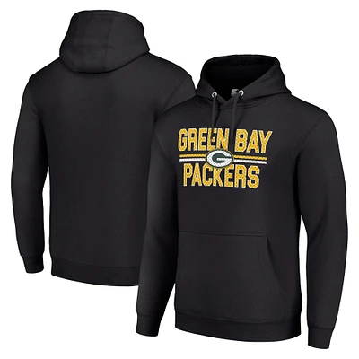 Unisex Starter Black Green Bay Packers Team Mesh Print Graphic Tri-Blend Pullover Hoodie