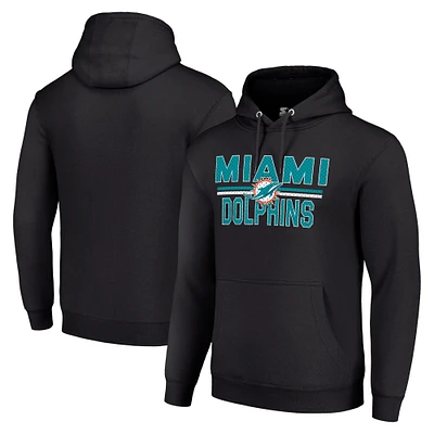 Unisex Starter Black Miami Dolphins Team Mesh Print Graphic Tri-Blend Pullover Hoodie