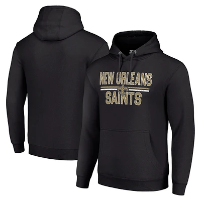 Unisex Starter Black New Orleans Saints Team Mesh Print Graphic Tri-Blend Pullover Hoodie
