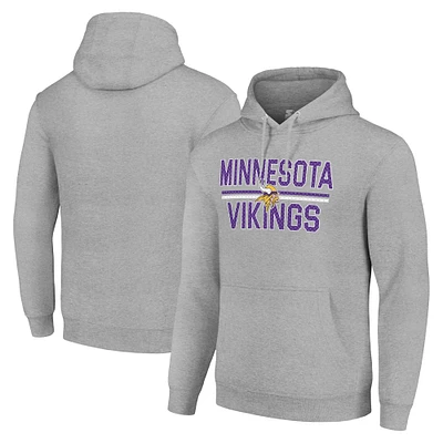 Unisex Starter Heather Gray Minnesota Vikings Team Mesh Print Graphic Tri-Blend Pullover Hoodie