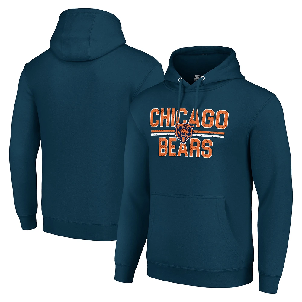 Unisex Starter Navy Chicago Bears Team Mesh Print Graphic Tri-Blend Pullover Hoodie