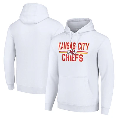 Unisex Starter White Kansas City Chiefs Team Mesh Print Graphic Tri-Blend Pullover Hoodie