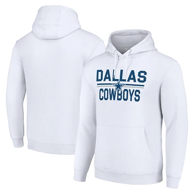 Unisex Starter White Dallas Cowboys Team Mesh Print Graphic Tri-Blend Pullover Hoodie