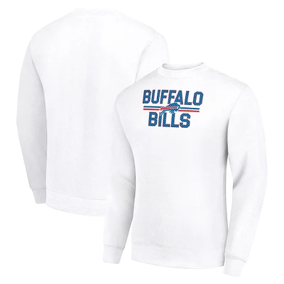 Men's Starter White Buffalo Bills Team Mesh Print Graphic Pullover Sweatshirt