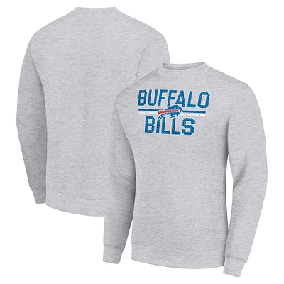 Men's Starter Heather Gray Buffalo Bills Team Mesh Print Graphic Pullover Sweatshirt