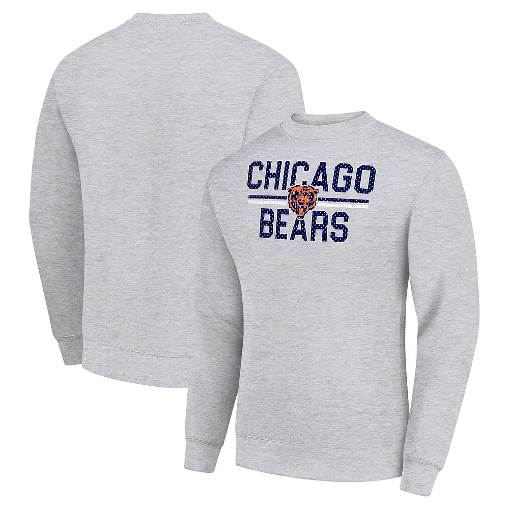Men's Starter Heather Gray Chicago Bears Team Mesh Print Graphic Pullover Sweatshirt