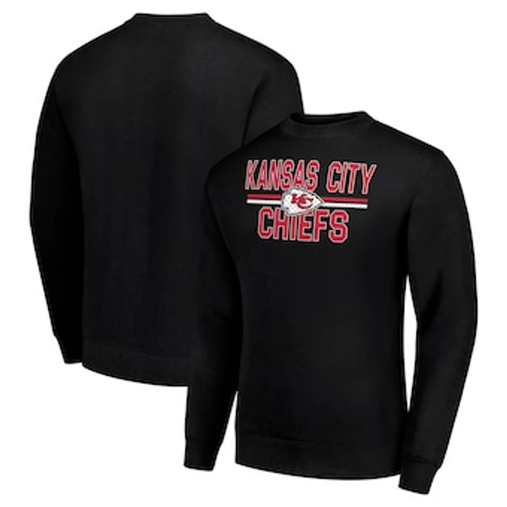 Men's Starter Black Kansas City Chiefs Team Mesh Print Graphic Pullover Sweatshirt
