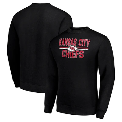 Men's Starter Black Kansas City Chiefs Team Mesh Print Graphic Pullover Sweatshirt