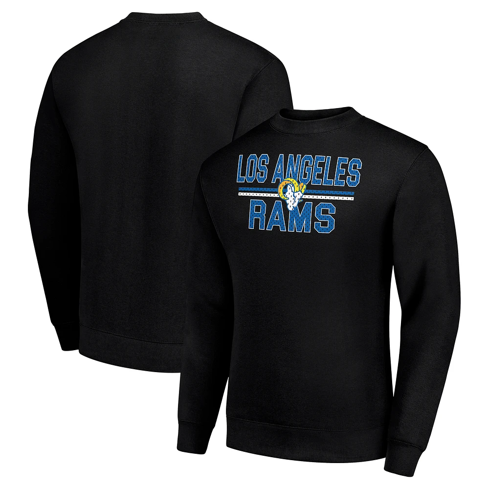 Men's Starter Black Los Angeles Rams Team Mesh Print Graphic Pullover Sweatshirt