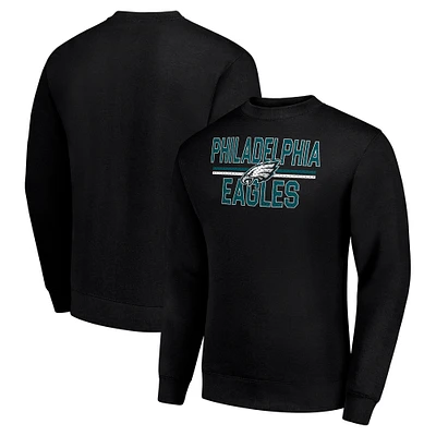 Men's Starter Black Philadelphia Eagles Team Mesh Print Graphic Pullover Sweatshirt