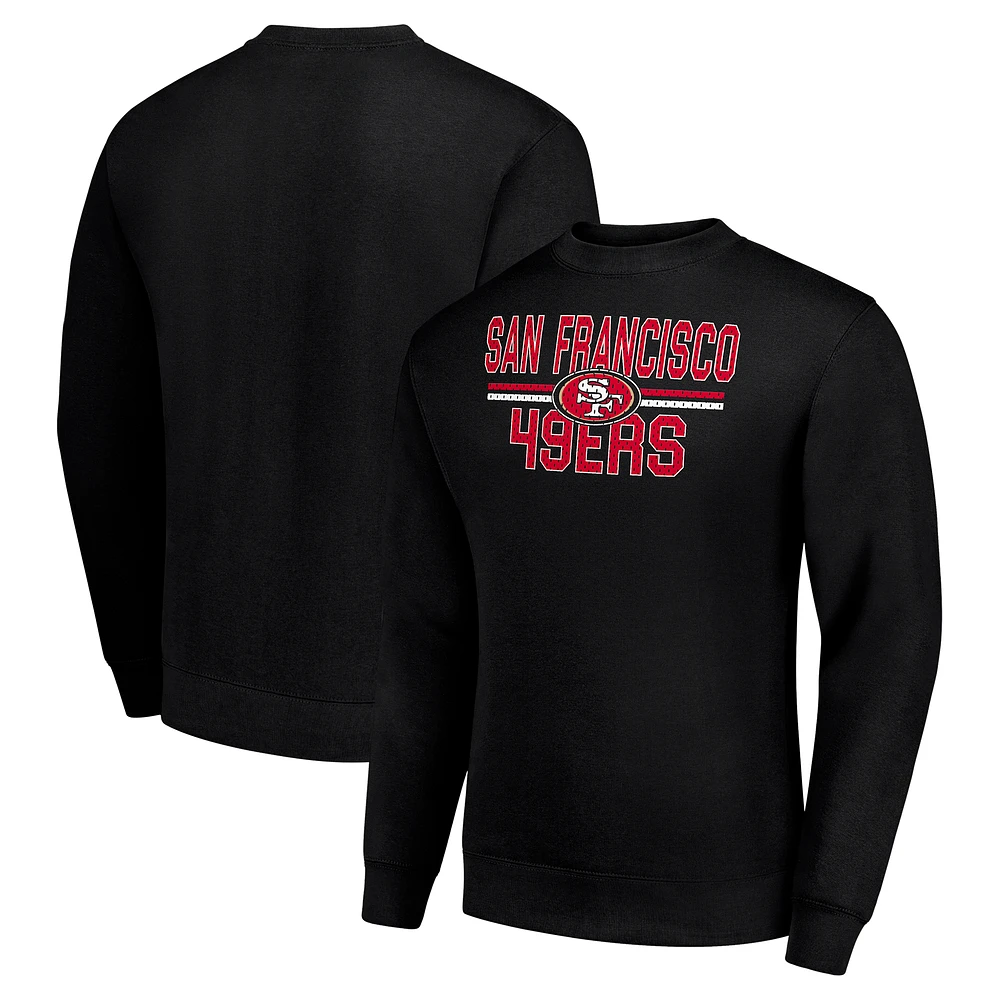Men's Starter Black San Francisco 49ers Team Mesh Print Graphic Pullover Sweatshirt