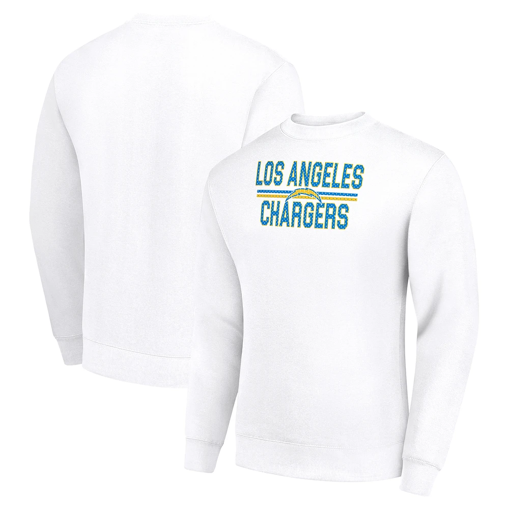 Men's Starter White Los Angeles Chargers Team Mesh Print Graphic Pullover Sweatshirt