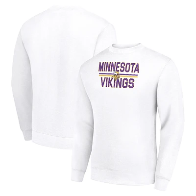 Men's Starter White Minnesota Vikings Team Mesh Print Graphic Pullover Sweatshirt