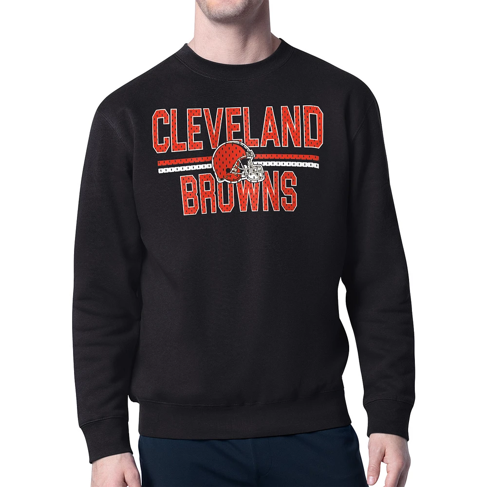 Men's Starter Cleveland Browns Team Mesh Print Graphic Pullover Sweatshirt