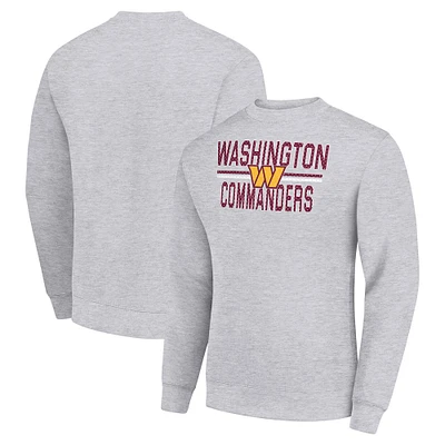 Men's Starter Heather Gray Washington Commanders Team Mesh Print Graphic Pullover Sweatshirt