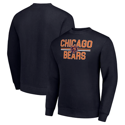 Men's Starter Navy Chicago Bears Team Mesh Print Graphic Pullover Sweatshirt