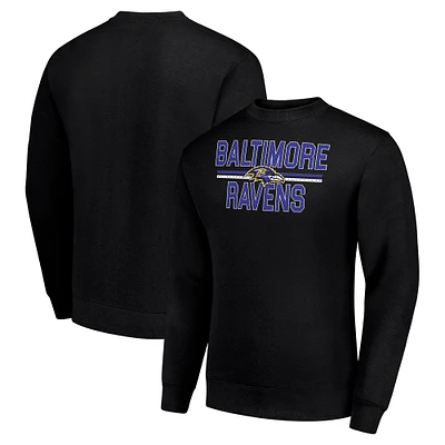 Men's Starter Black Baltimore Ravens Team Mesh Print Graphic Pullover Sweatshirt